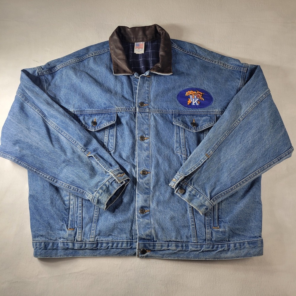 Vintage Denim Bomber Jacket Sz 3x UK Patch Flannel Lined Jacket Union Made